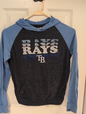 New Era Tampa Bay Rays Raglan Hoodie - Dark Gray & Light Blue